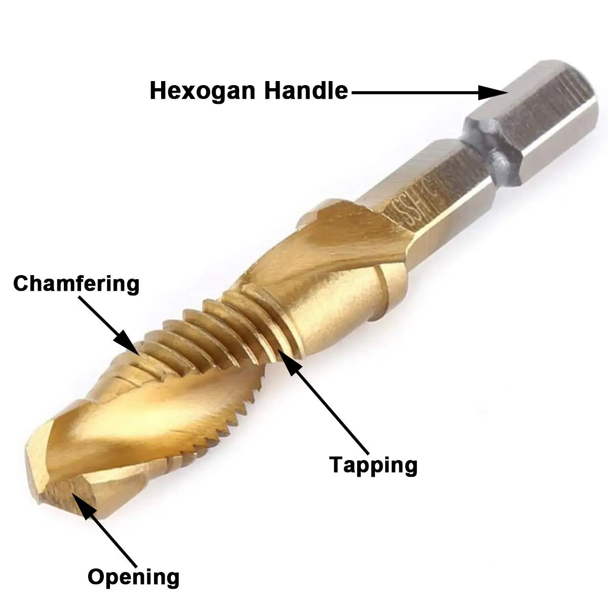 Veltora titanium plated HSS screw thread metric tap drill bits set with hex shank for M3 to M10 screw machine applications.