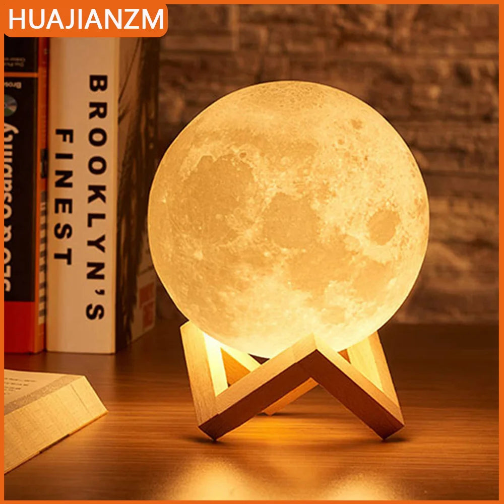Veltora moon lamp LED night light with stand, starry design, battery-powered, ideal for bedroom decor and kids' night lights.