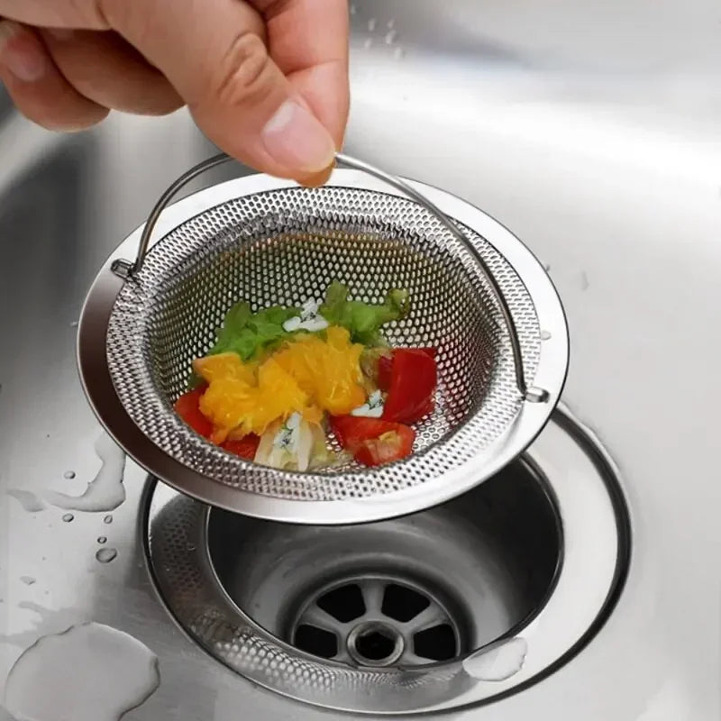 Stainless steel kitchen sink filter by Veltora, food residue and hair catcher for kitchen or bathtub drain.