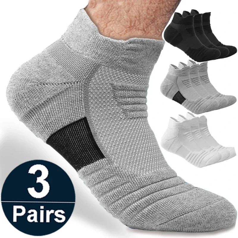 Veltora men's anti-slip cotton football socks in black, short tube design, breathable and deodorizing for soccer and basketball sports.