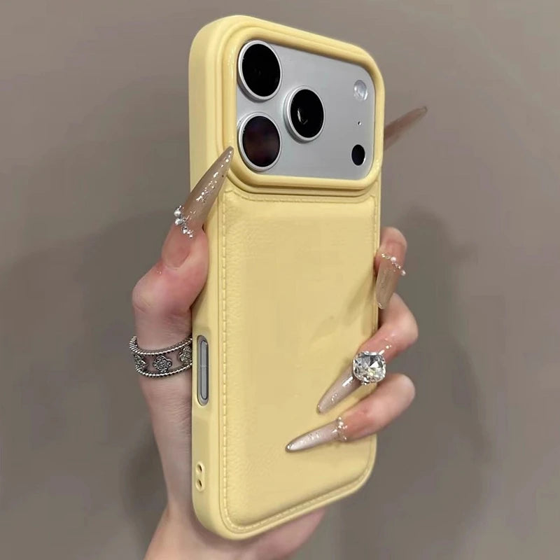 Veltora luxury drum cortex plain shockproof bumper phone case for iPhone 11 to 18 Pro Max and Plus, with sleek design and protective edges