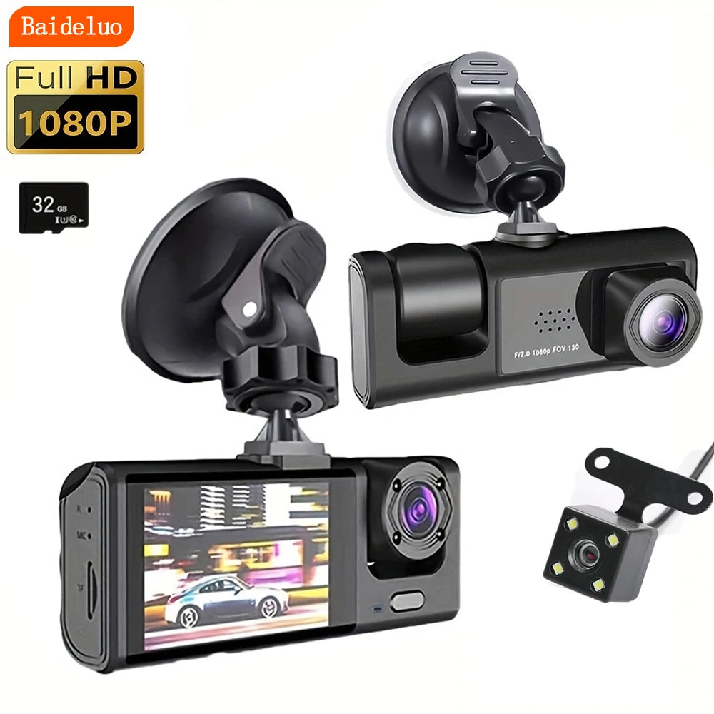 Veltora 1080P dual camera dash cam for cars with front and inside views, IR night vision, wide angle, loop recording, car DVR