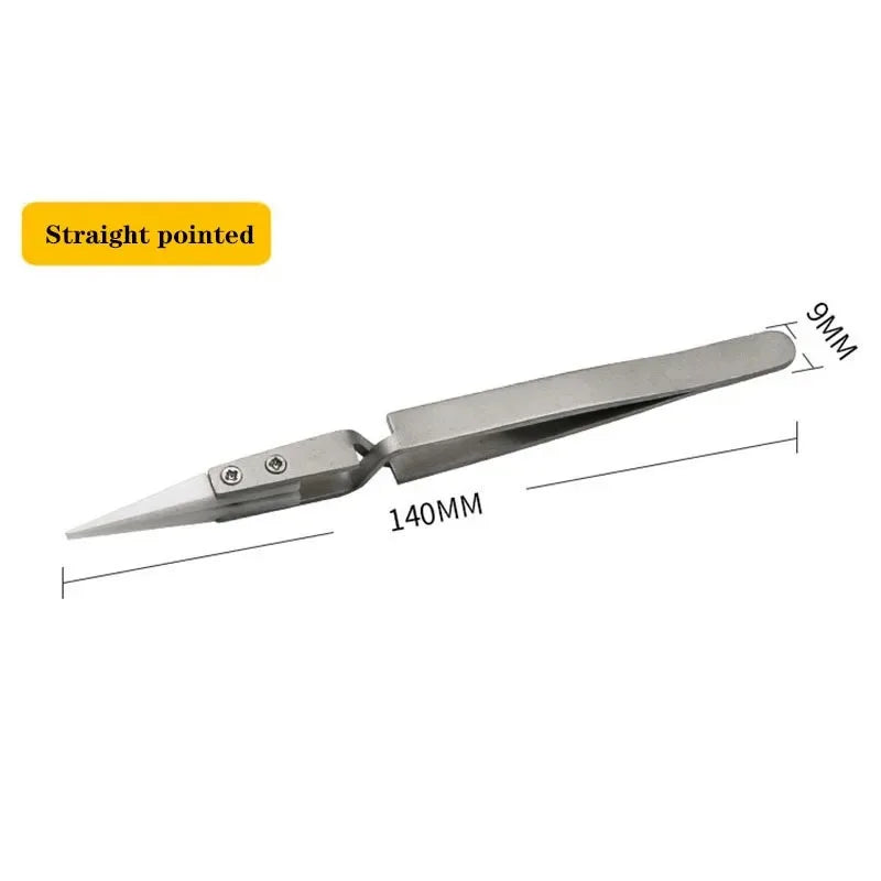 Veltora 1/3 pcs ceramic straight tip electronic soldering tweezers with anti-static and acid-resistant precision chuck for electronic repairs
