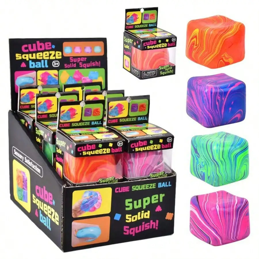 Veltora surprise box with assorted squishy toys, stress relief figures, and mystery fidget stress relief toys in blind box packaging.