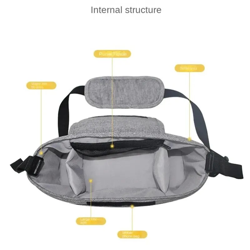Veltora stroller bag with large capacity diaper organizer, cup holder, and hanging storage for baby essentials.