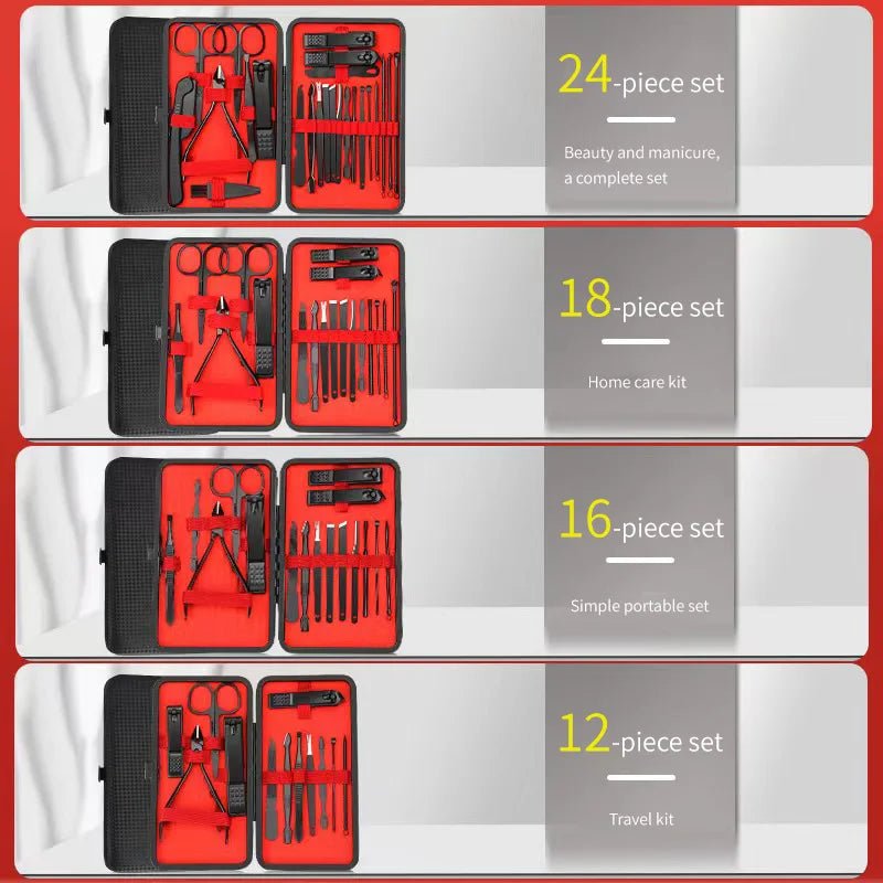 Veltora nail clipper set with manicure, pedicure, ear peeling, and trimming tools for convenient personal grooming.