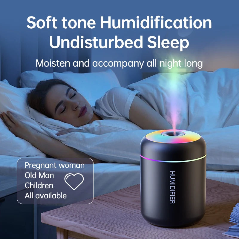 Veltora 180ML mini USB electric air humidifier and aroma diffuser with LED lights, ideal for car, bedroom, and home use