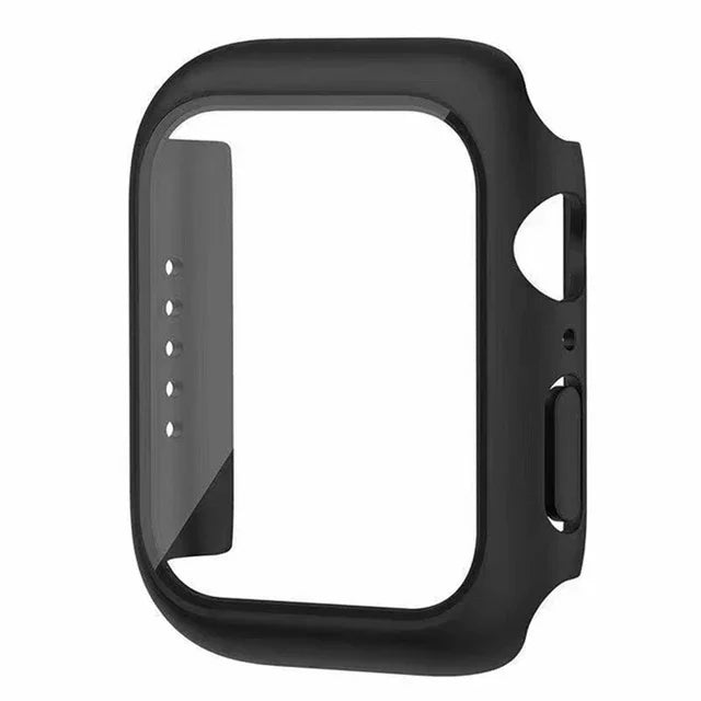 Veltora glass and cover screen protector for Apple Watch Series 6 5 4 3 2 1 SE 38mm to 45mm, with protective case for 44mm and 40mm.