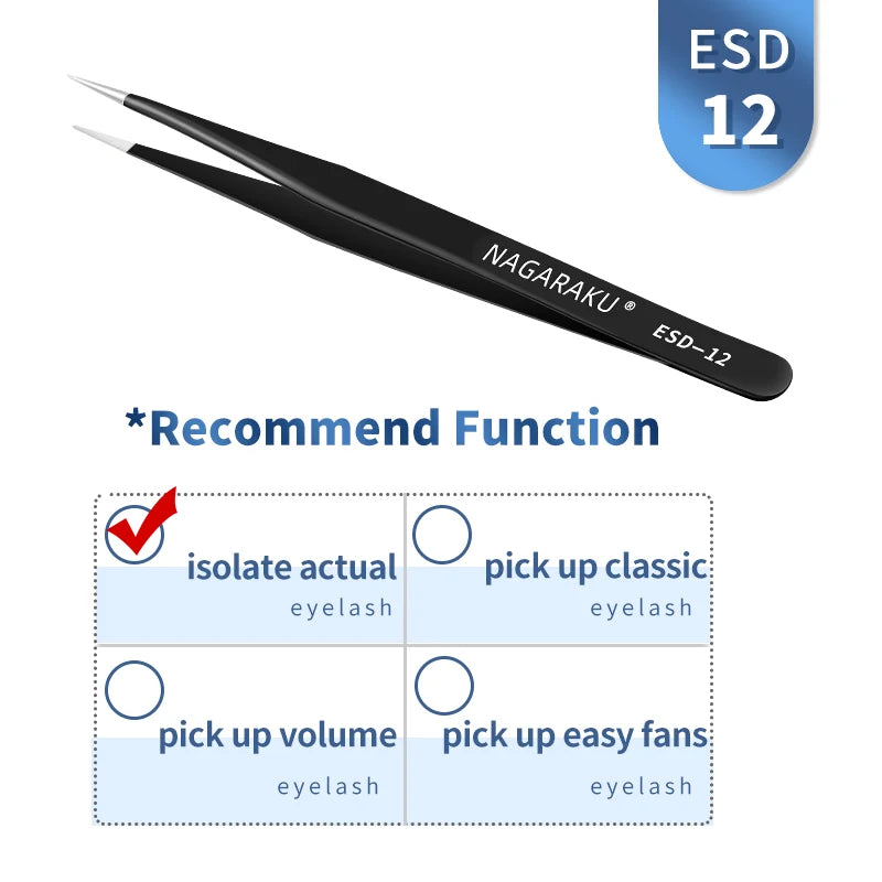 Veltora Nagaraku eyelash extension tweezers in stainless steel, designed for precise 3D eyelash application and makeup use.