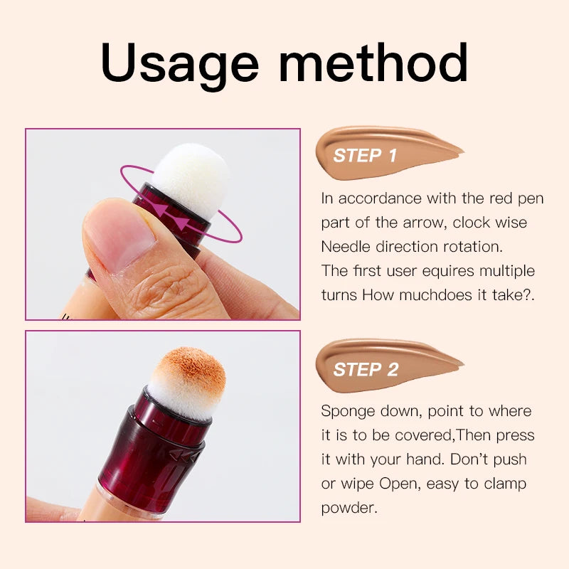 Veltora sponge head concealer for dark circles, freckles, acne, and blemishes, with long-lasting, moisturizing liquid foundation.
