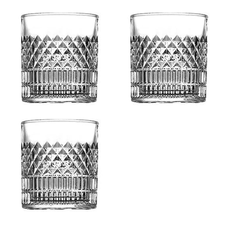 Set of 1-4 transparent Veltora crystal whiskey cups, 335ml, for party, home, or bar use, showcasing elegant European-style glassware.