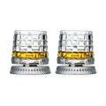 Veltora 2-pack whiskey glasses with rotating glass bases, crystal rum glasses for cocktails and party drinking, 360-degree rotation.