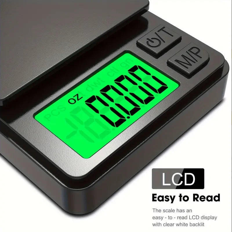Veltora Precision Pocket Scale 1000g x 0.1g digital mini scale with backlit LCD, ideal for food, jewelry, and travel use.