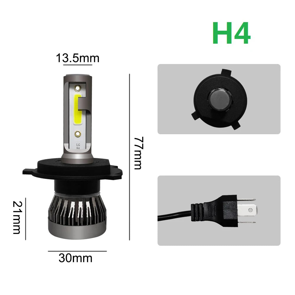 Veltora 2-pack LED car headlight bulbs including H4, H7, H1, H8, H11, 9005, 9006, HB4, HB3, 9004, HB1, H3, HB5, H13 for 12V