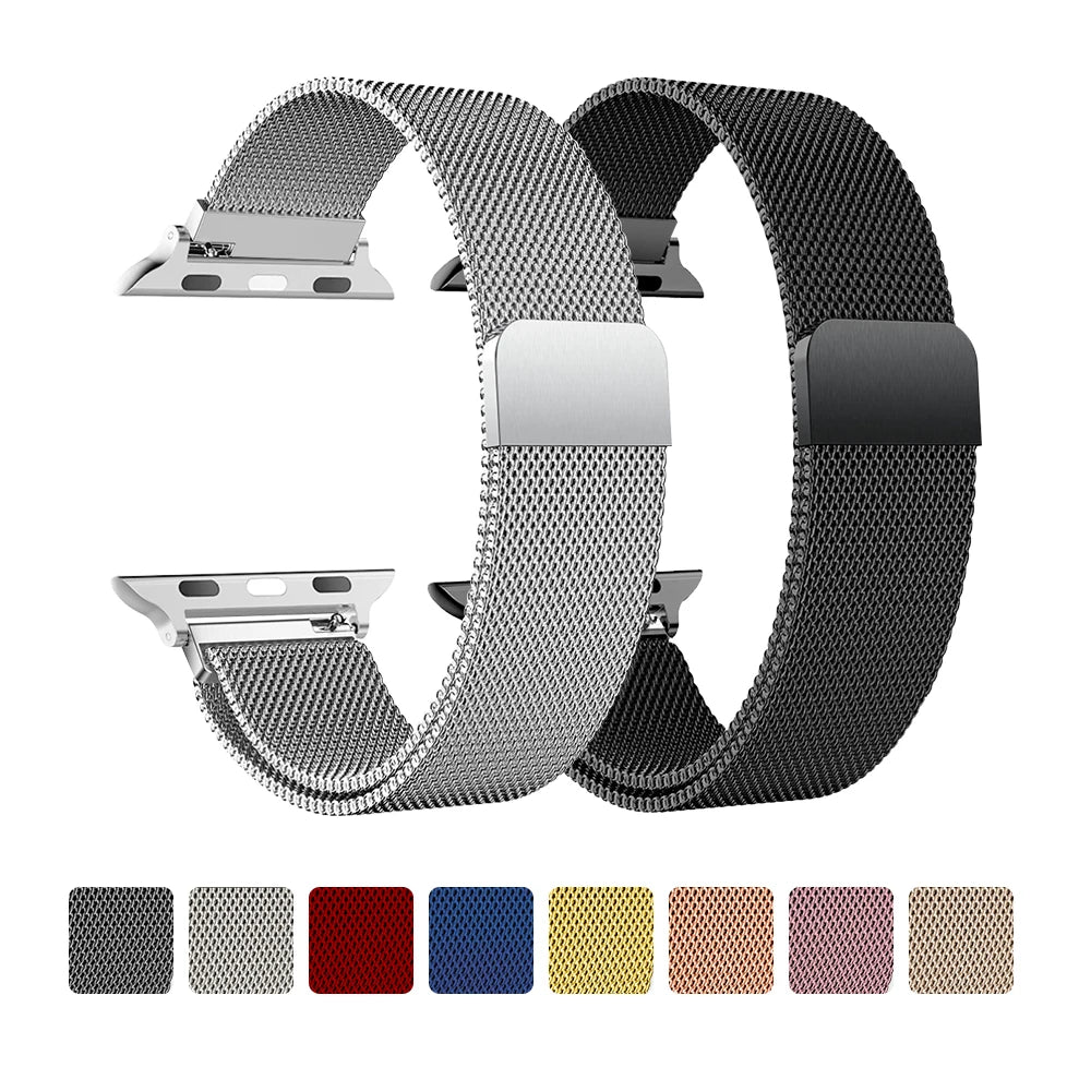 Veltora Milanese strap for Apple Watch Ultra and Series, 38mm to 49mm, stainless steel bracelet for iWatch models.