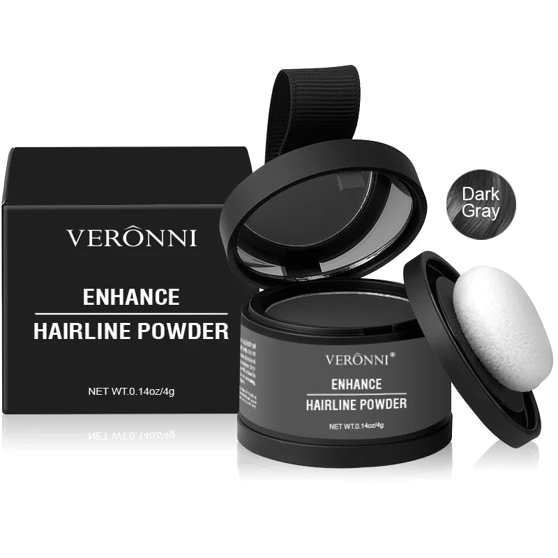 Veltora 14-color hair line powder in black for natural, waterproof hairline concealer and coverage, with easy fill-in application.