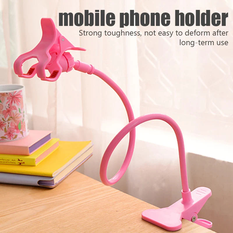 Veltora universal mobile phone holder with flexible, adjustable clip, ideal for bed, desktop, or home use, smartphone stand.