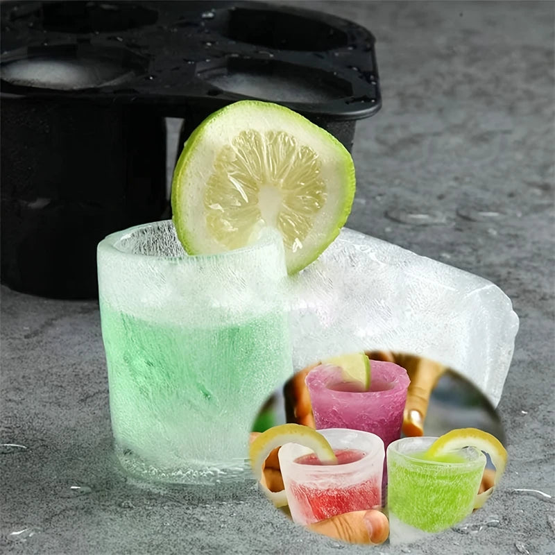 Veltora 4-cup silicone ice cube mold tray shaped like Halloween skeletons for making shot glasses, whiskey, beer, or cocktails.