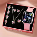 Veltora 6-piece teen fashion jewelry set including electronic watch, necklace, earrings, and ring for boys and girls.