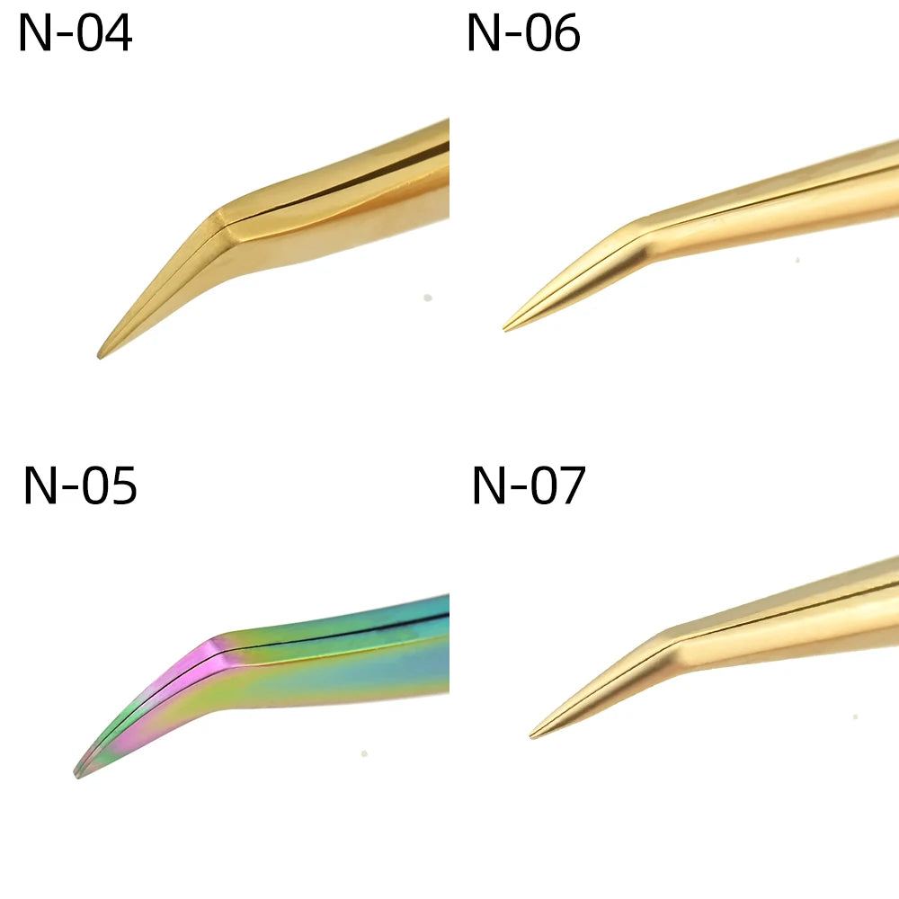 Veltora Nagaraku stainless steel eyelash extension tweezers for precise 3D eyelash application and makeup.