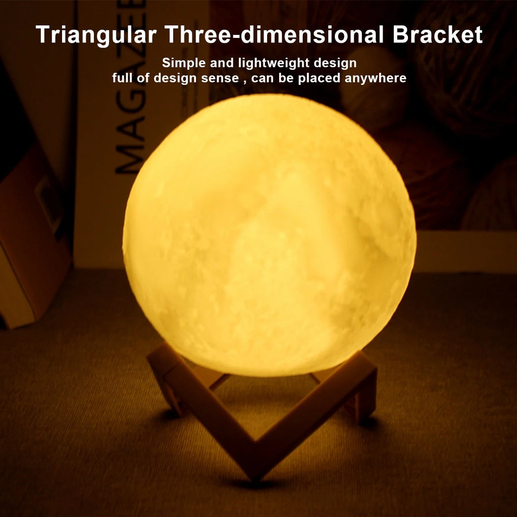 Veltora Moon Lamp LED night light with stand, starry moon design, battery-powered bedroom decor night light for kids or ambiance.
