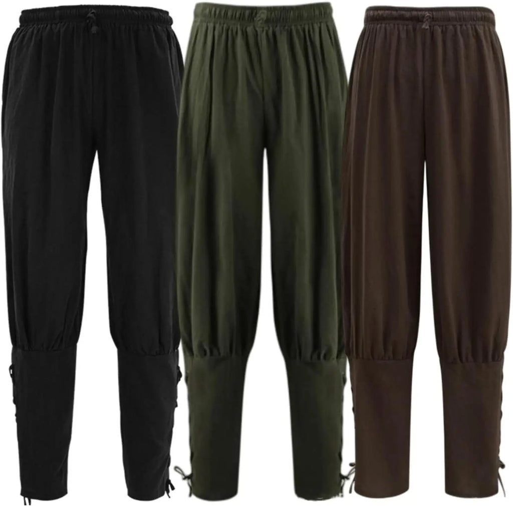 Veltora men's and women's ankle banded medieval Viking pirate cosplay pants with Renaissance style trousers for adults.