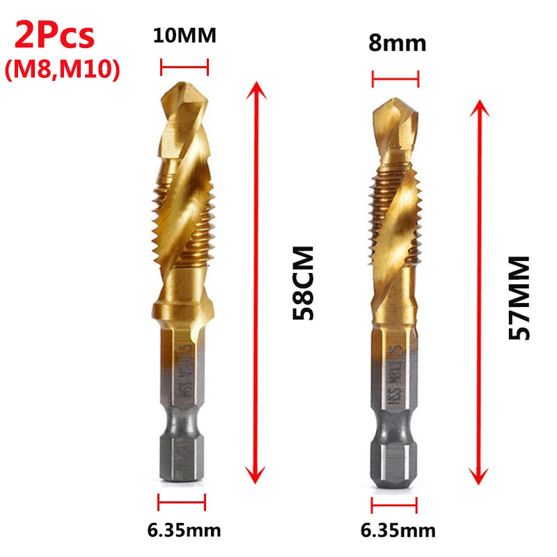 Veltora titanium plated HSS screw thread metric tap drill bits set, including M3 to M10 sizes for metal screw machining and hand tools.