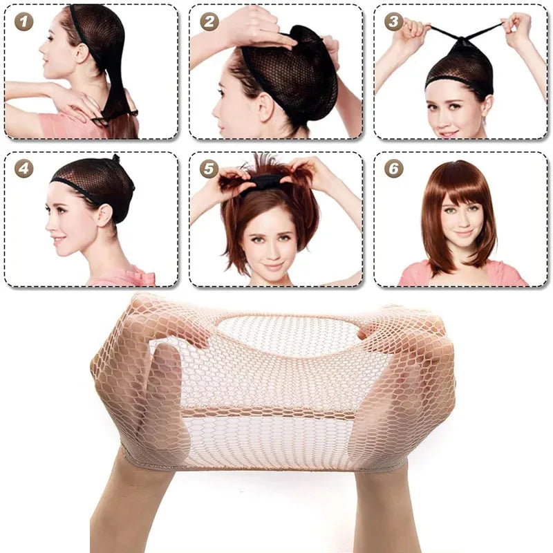 Stretchable nylon hair net by Veltora, fashion mesh wig cap for women, ideal for weaving and wig making.