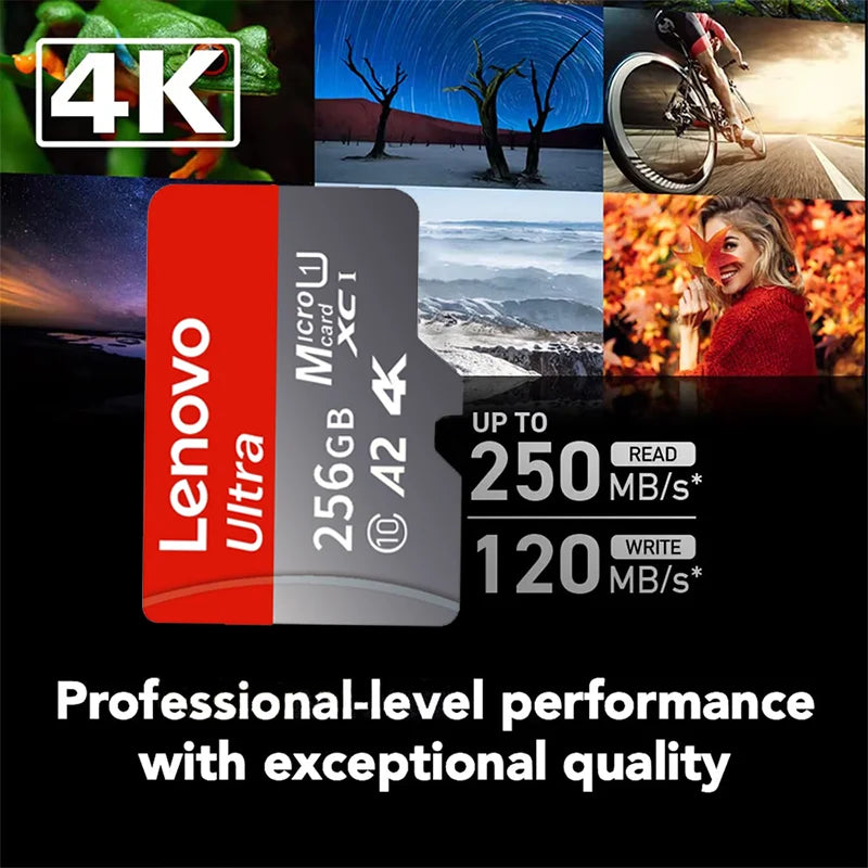 Veltora Lenovo 512GB micro SD memory card for high-speed 4K video, compatible with phones, GoPro, action cameras