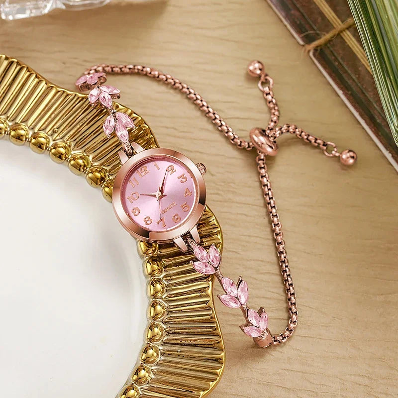 Veltora women's luxury quartz watch with rhinestone bracelet, elegant design, suitable as a gift for girls or women.