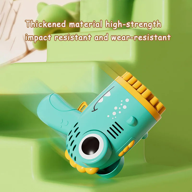 Veltora 40-hole dinosaur-shaped bubble machine with electric handheld design, outdoor toy for weddings and parties, bubbles not included.