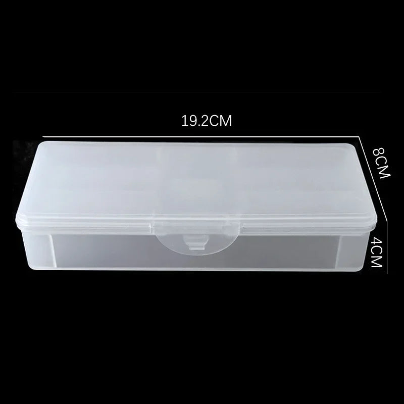 Veltora rectangular double-layer nail art storage box with tweezers, clippers, pens, nail buffer, files, and plastic container.