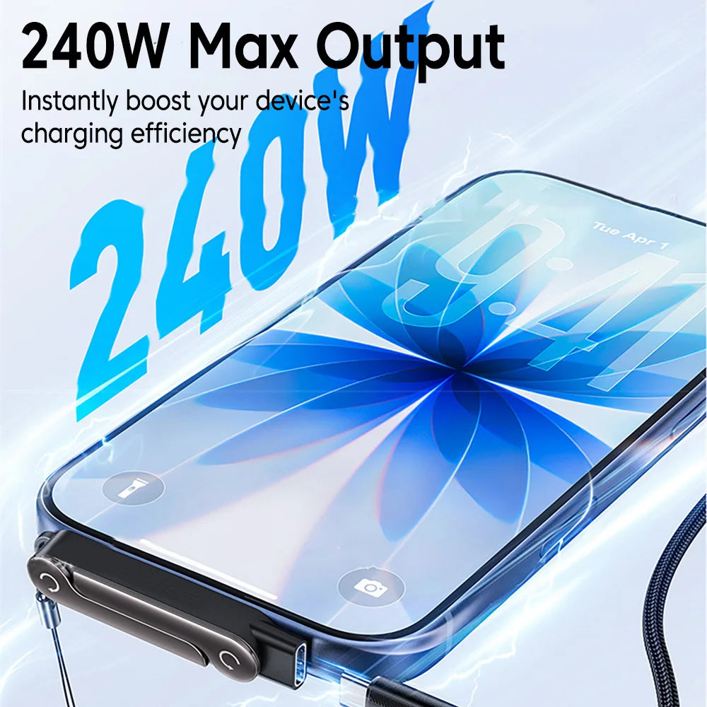 Veltora 1/2/3PCS Type C phone charging bracket adapter with foldable holder, 240W fast charging, USB-C female to male converter