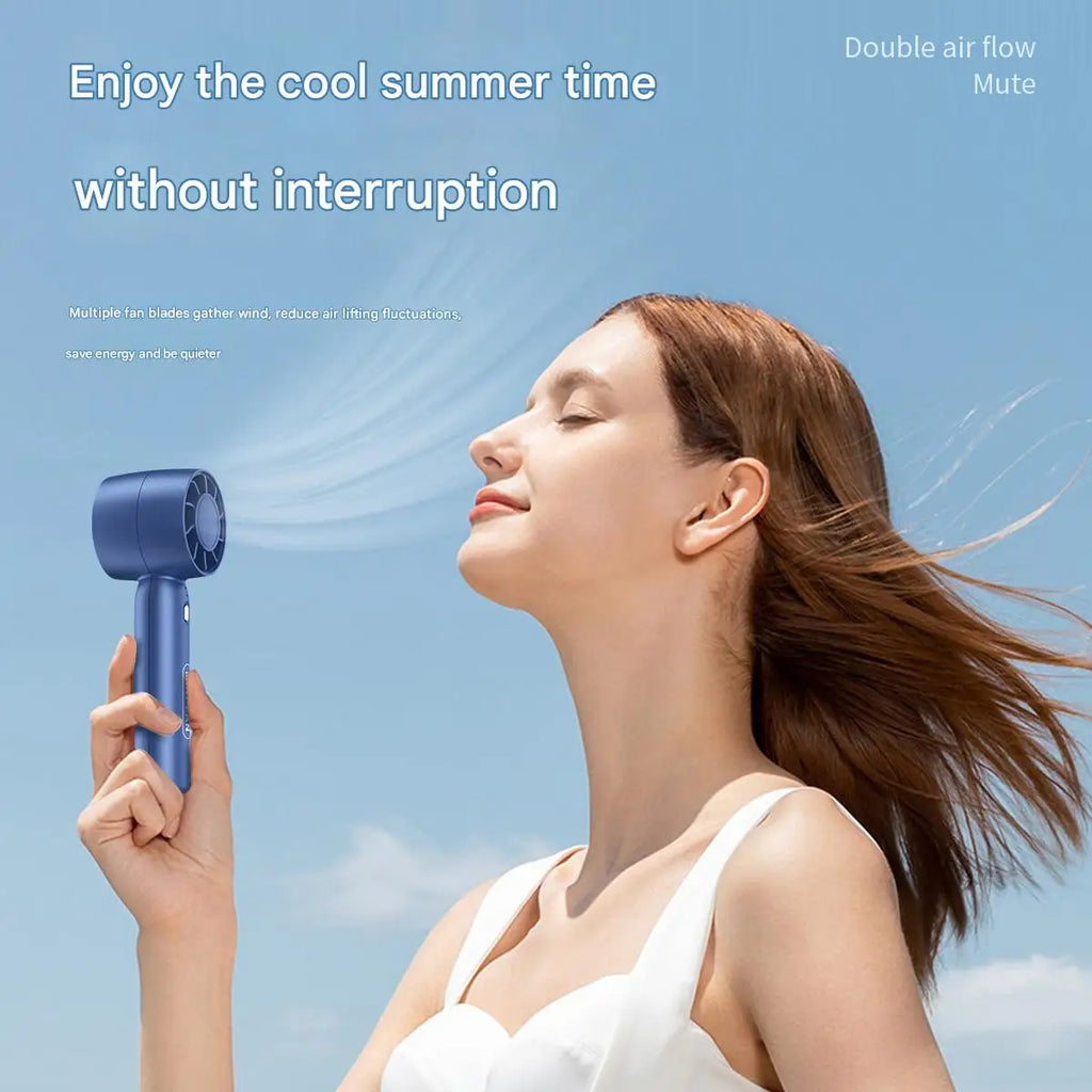 Veltora Turbo handheld small fan with USB charging, portable lightweight design, suitable for outdoor use with long-lasting battery