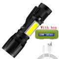 Veltora 2000LM P50 LED tactical flashlight with zoom, handheld emergency torch, telescopic design, 14500/18650 battery included