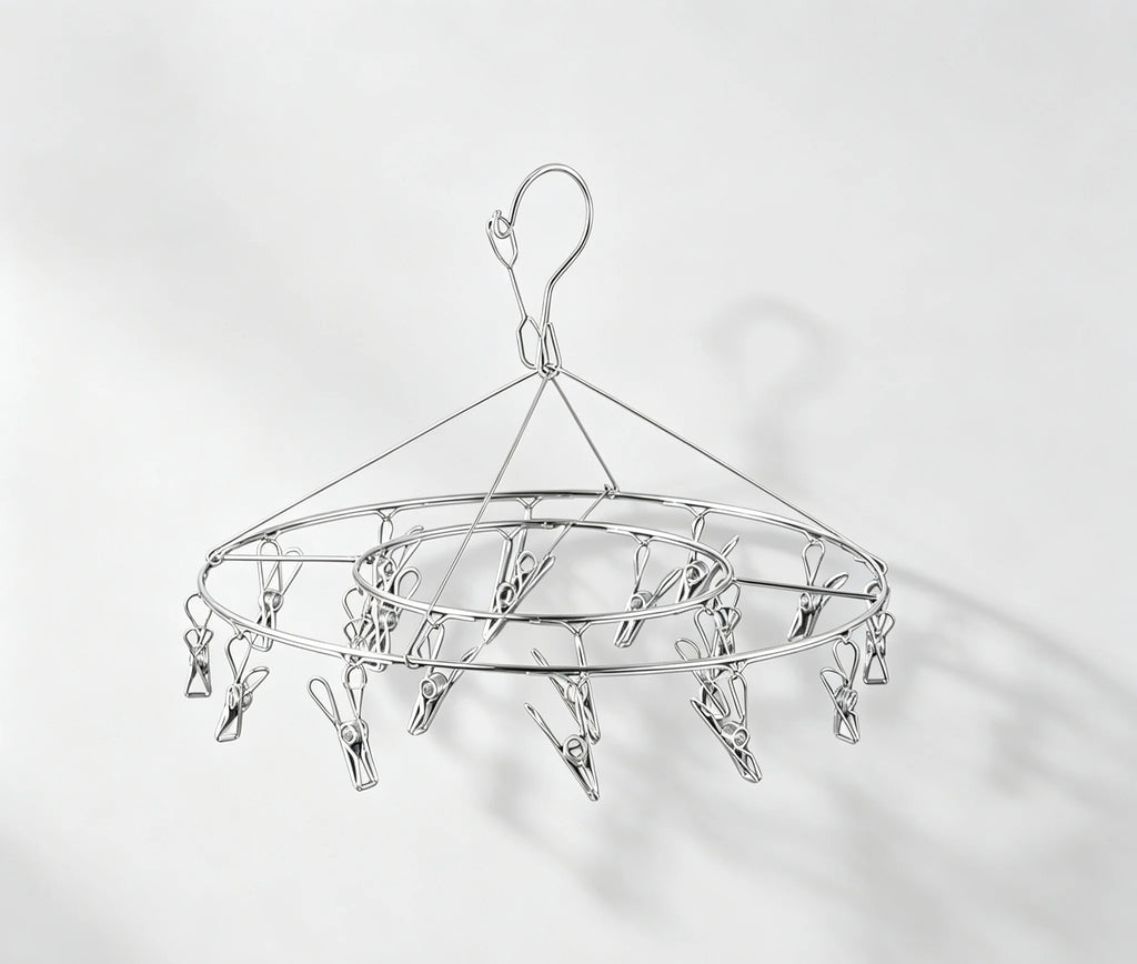 Veltora stainless steel square clothes hanger with multiple hooks for drying socks, ideal for children's dormitories.