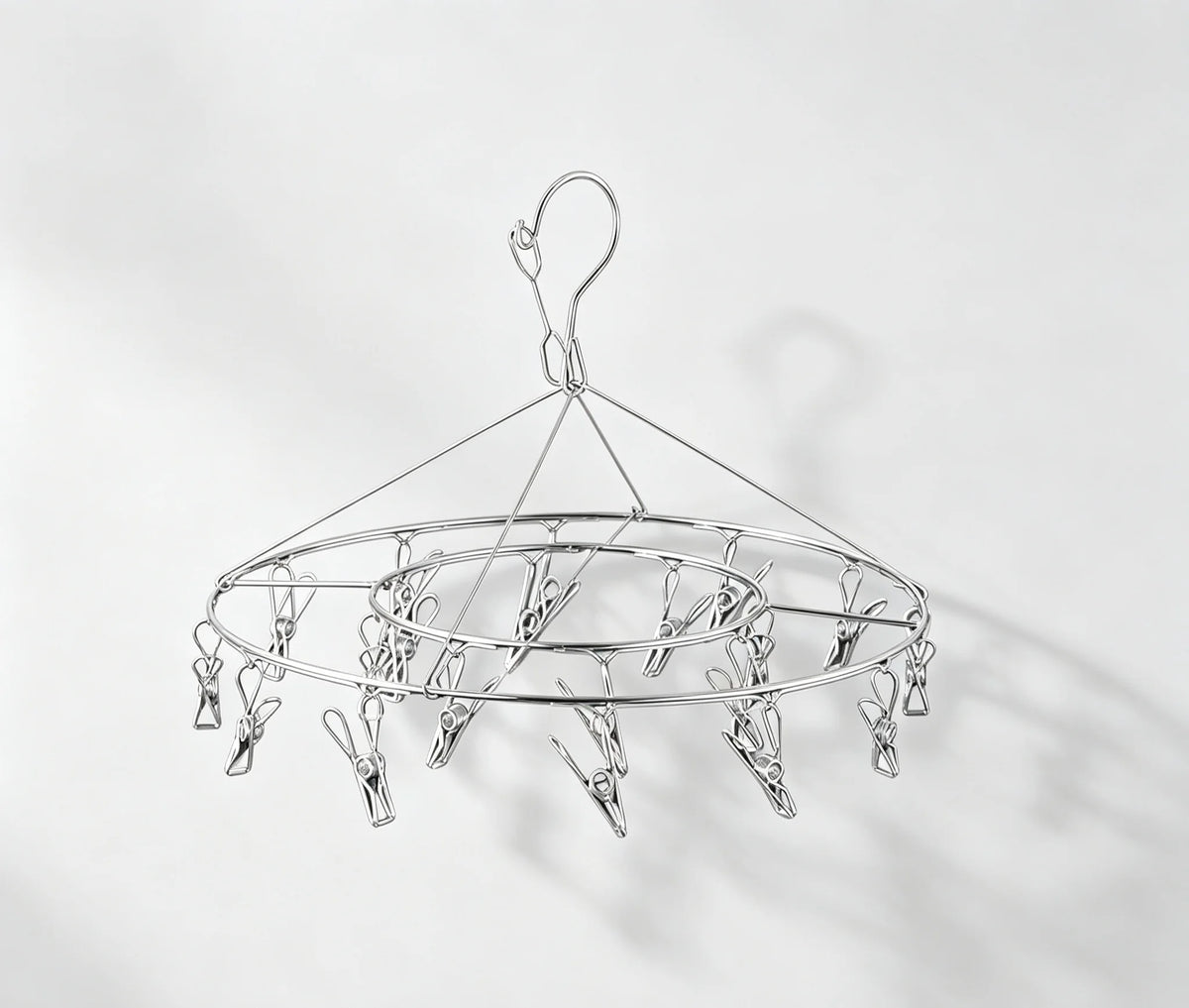 Veltora stainless steel square clothes hanger with multiple hooks for drying socks, ideal for children's dormitories.