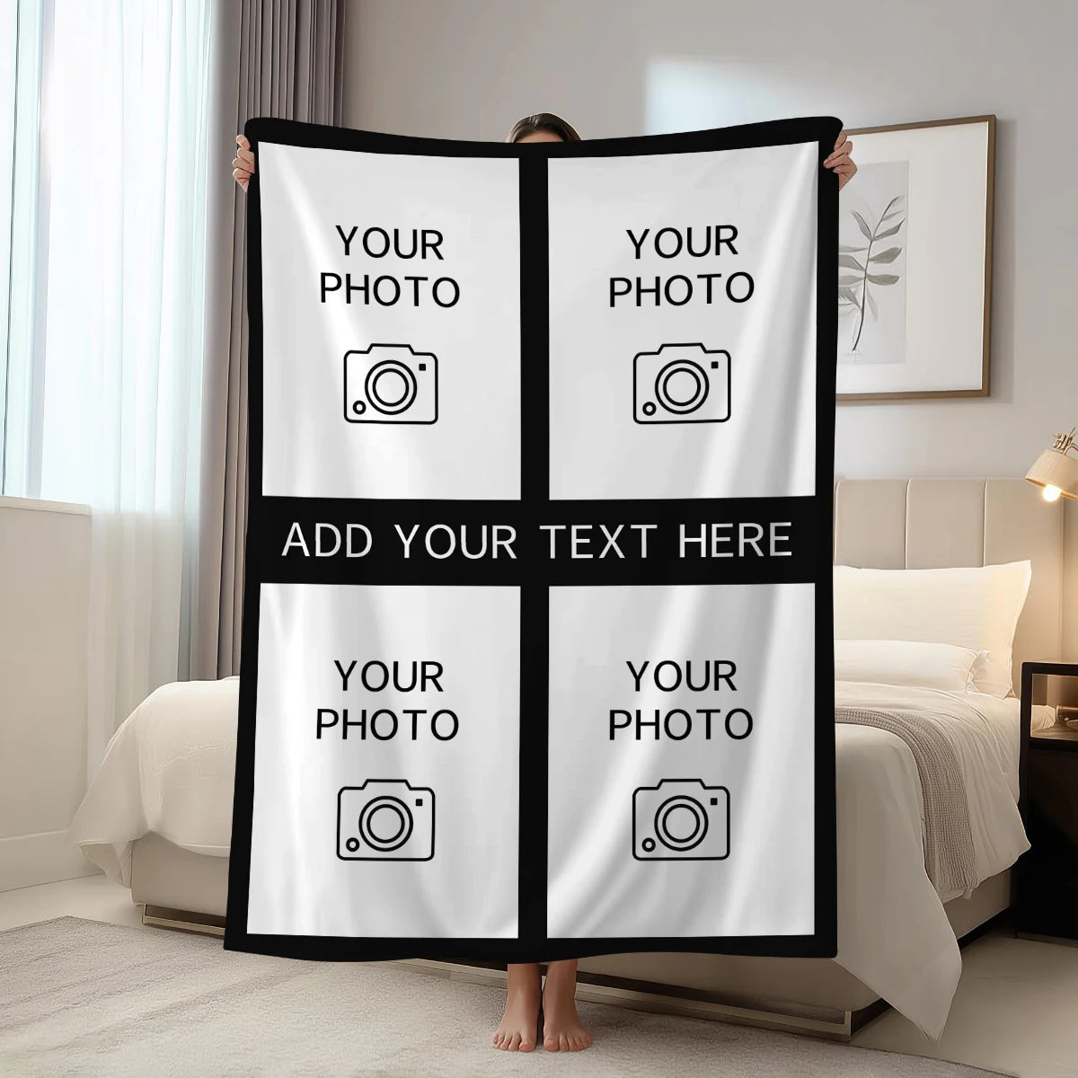 Personalized Veltora gift blanket with custom picture and text, ideal for children, parents, lovers, and friends.