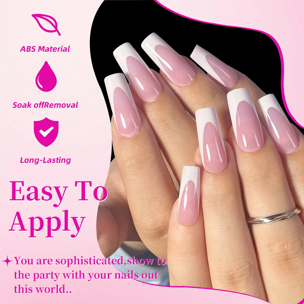 Veltora 144-piece French hand and foot nail set with shiny acrylic short square false toenails for summer salon manicures and pedicures.