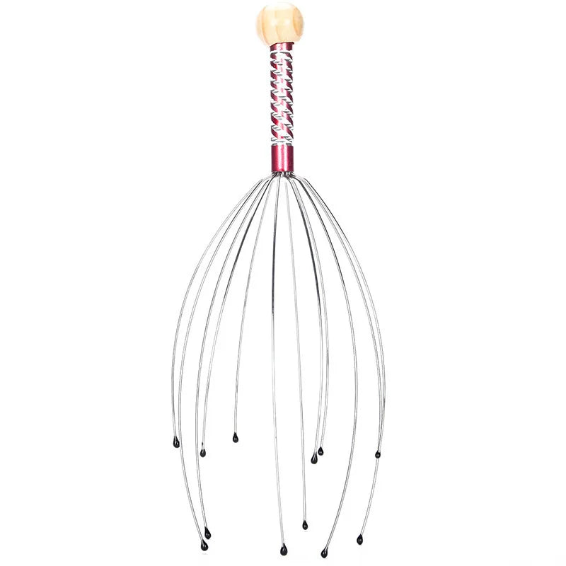 Veltora Relax Octopus Head Massager with stainless steel engraved claws, scalp scratcher, brain massage, and itch reliever in random color
