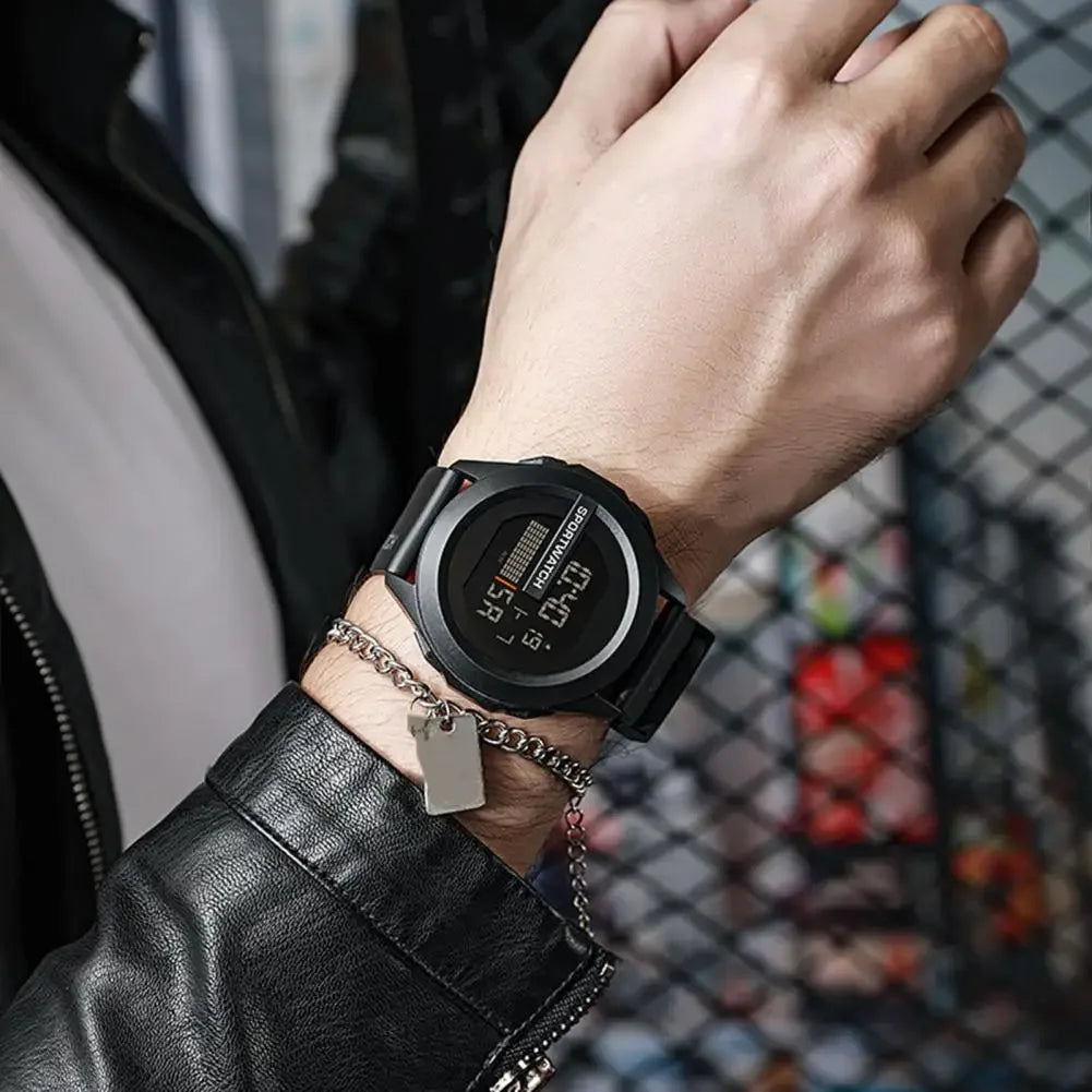 Men's Veltora sports watch with LED digital display, waterproof design, alarm, and multifunction features for fitness and sport use.