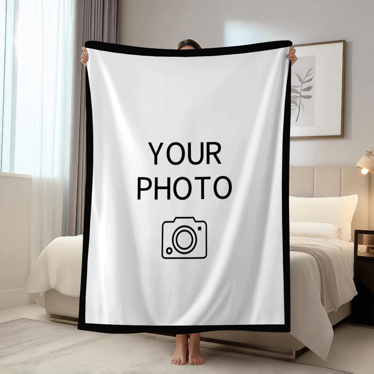 Personalized Veltora gift blanket with custom picture and text, ideal for children, parents, lovers, and friends, soft and cozy.