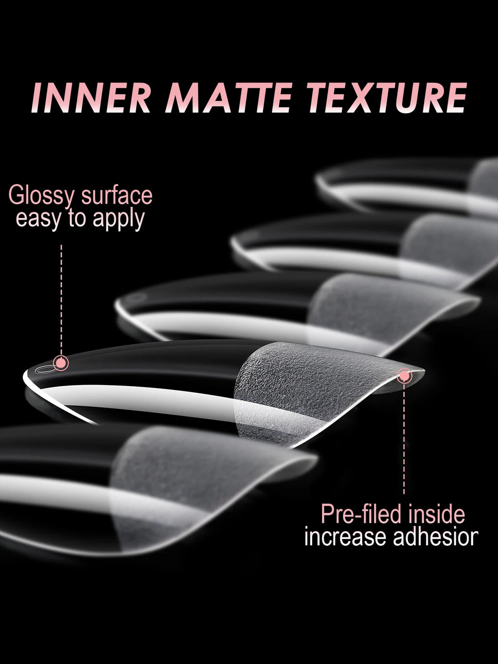 Set of Veltora short almond gel nail tips in various sizes, full cover false nails for acrylic or press-on nail applications.