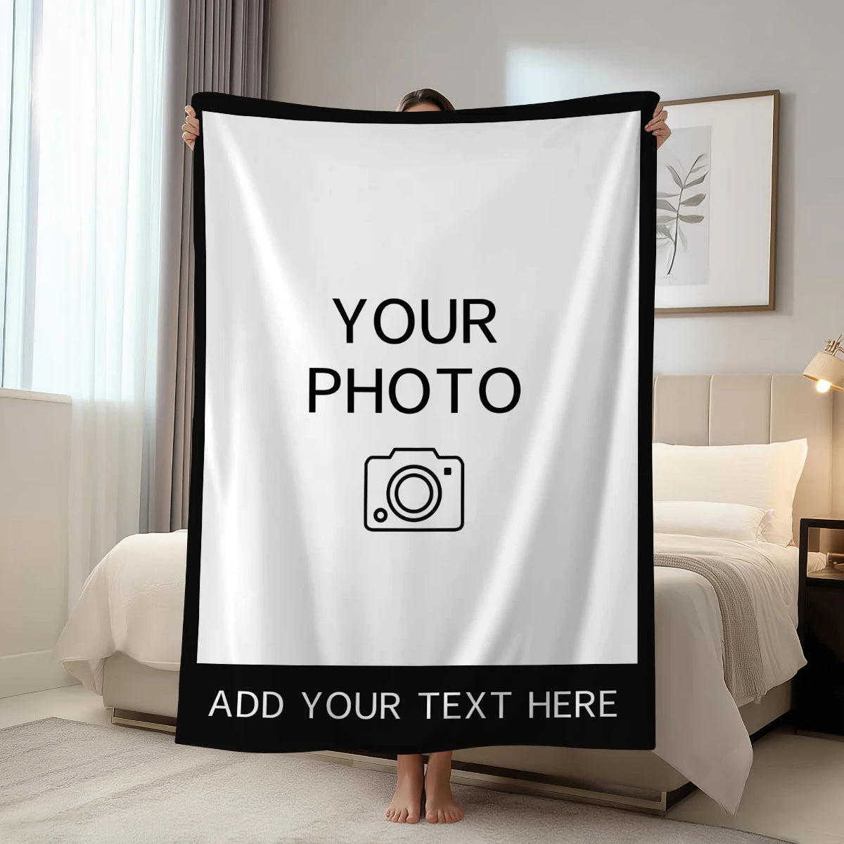Personalized Veltora gift blanket with custom picture and text, ideal for children, parents, lovers, and friends.