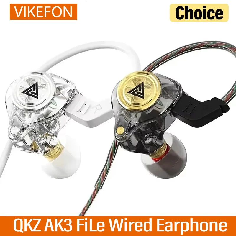 Veltora QKZ AK3 FiLe wired earphones with microphone, HiFi sound, bass, noise cancelling, ideal for sports and gaming.