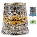 Veltora 260ML rotating whiskey glass with crystal design, straight drink mold, and base for premium liquor and beer serving.
