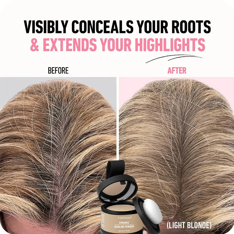 Veltora 14-color hair line powder in black for natural, waterproof hairline concealer and repair, filling in hair gaps and roots.
