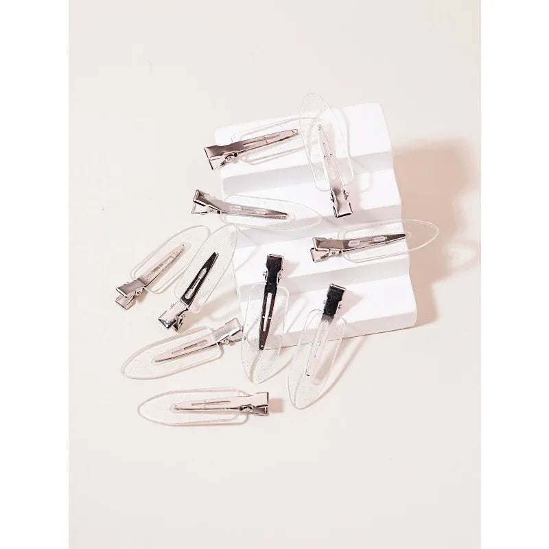 Set of 10 transparent seamless fashion hair clips by Veltora, ideal for styling real hair, wigs, and makeup looks.