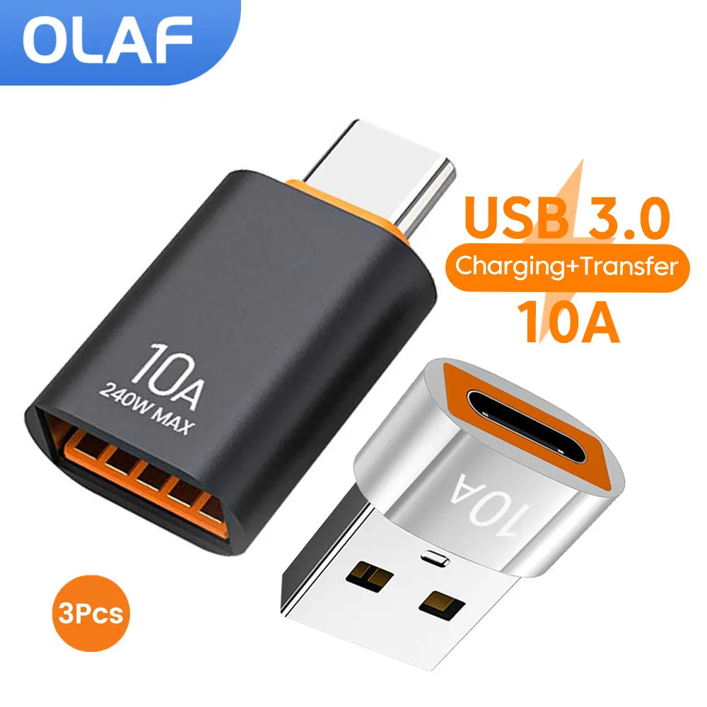 Veltora 10A OTG USB 3.0 to Type C adapter, USB female to Type C male for fast charging and data transfer on Xiaomi, Samsung, laptops