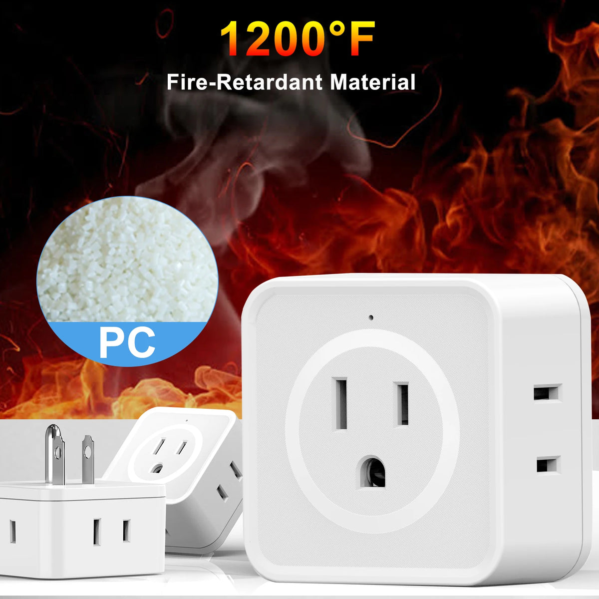 Veltora 5-way multi plug outlet extender with wall mount design, compact electrical outlet splitter for travel, home, office, dorm use